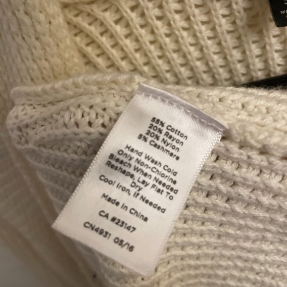 White S Talbots Ivory Cardigan Sweater Cotton Cashmere Blend - Picture 3 of 4